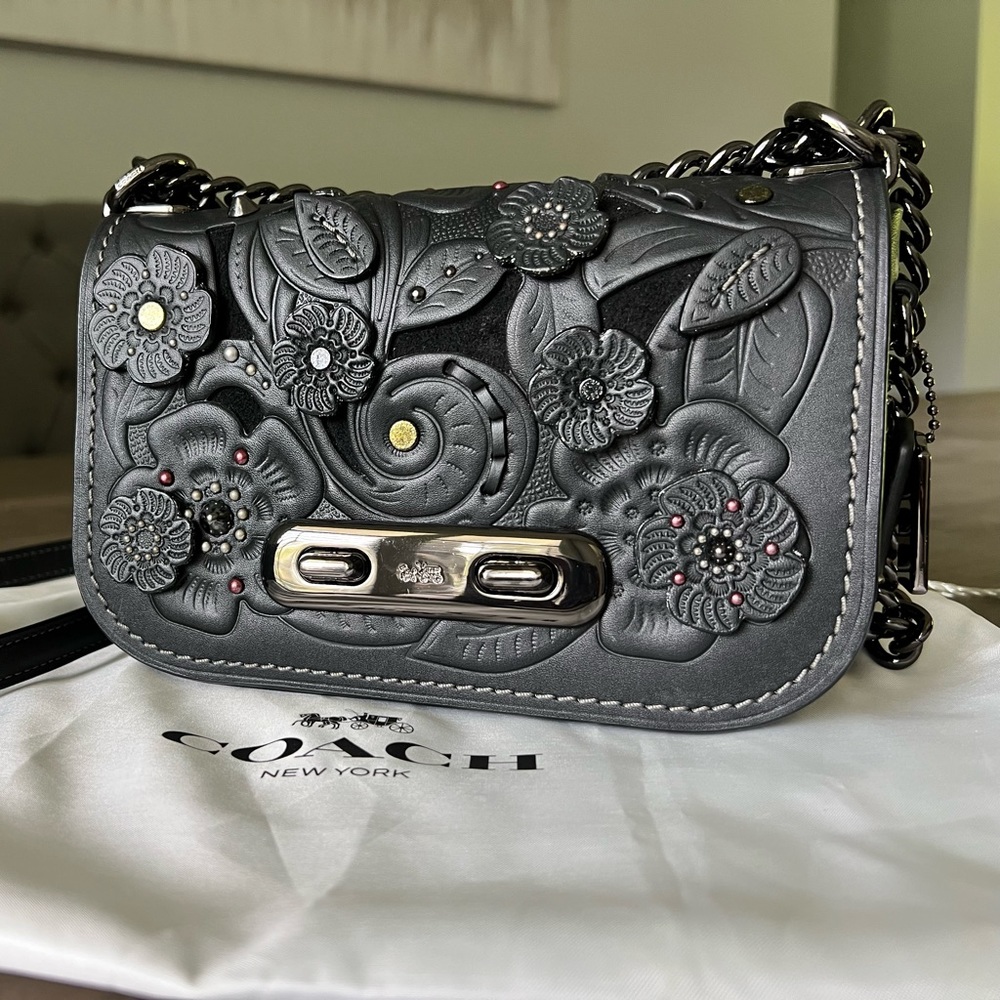 Coach floral black chain purse